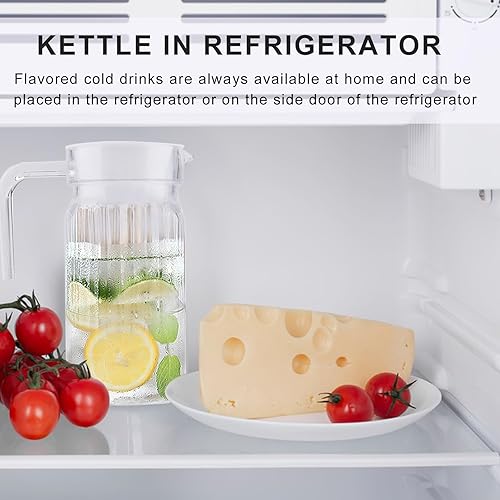 Miniatura 7 de Yctze - Jarra pequeña de acrílico transparente, botella de jugo a rayas, agua helada, jarra para jugo frío con tapa para bar y hogar (16.9 fl oz)