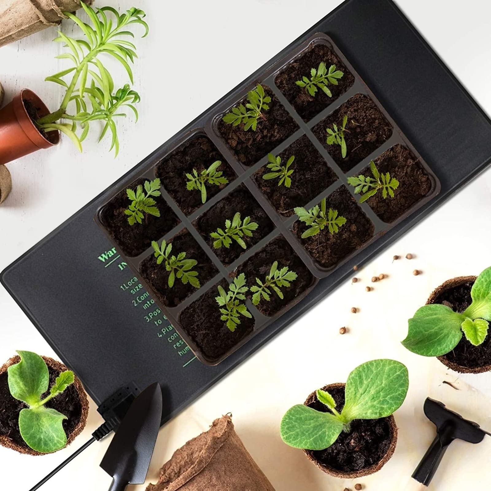 Mata grzewcza Rośliny, Sadzonka Mata grzewcza Rośliny Kiełkowanie w szklarni Hydroponiczna podkładka grzewcza Trwała wodoodporna Propagator Mata rozgrzewająca do terrarium Gad Płaz 20 "X10"