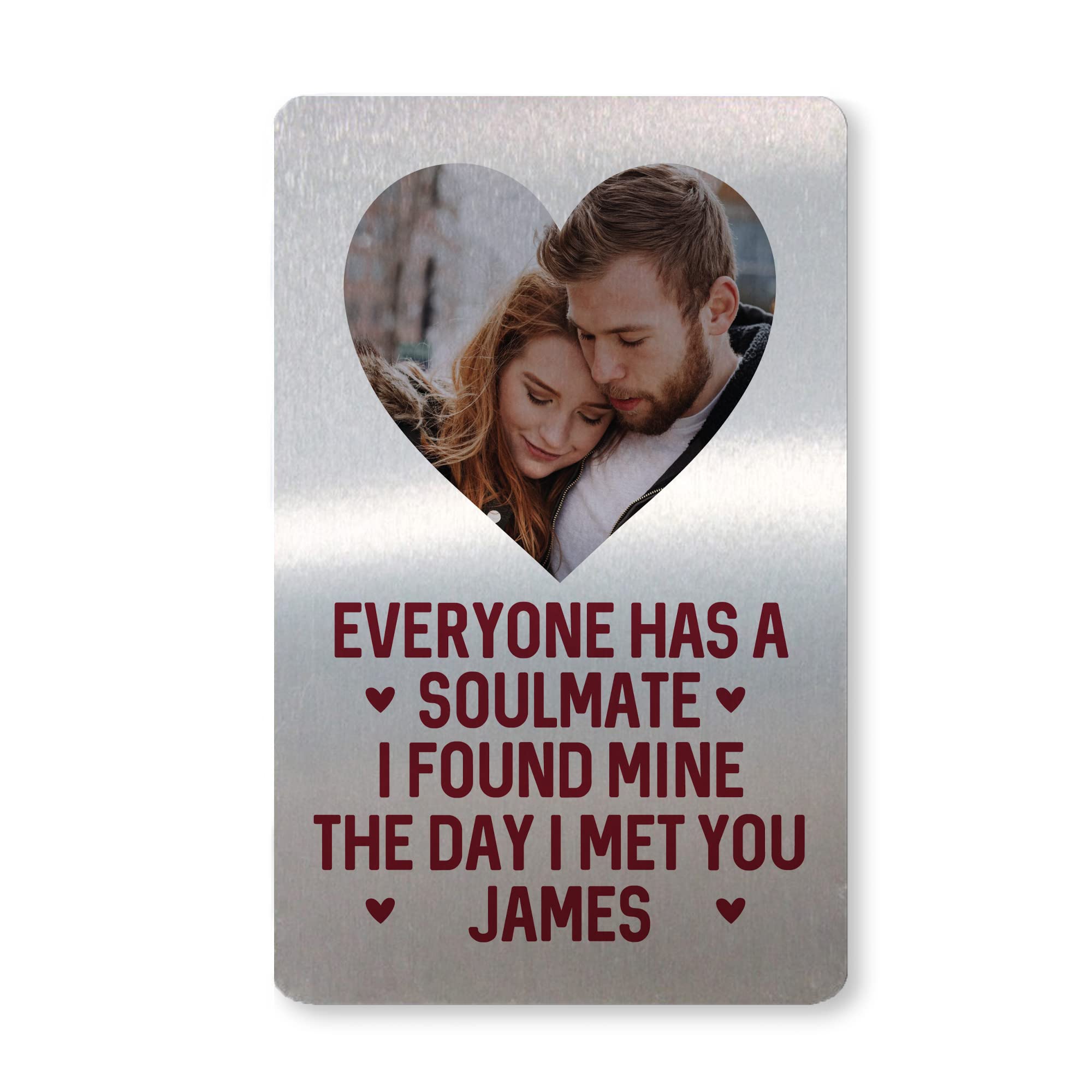 Personalised Soulmate Gift For Valentines Anniversary Metal Photo Wallet Card Gift For Him Her