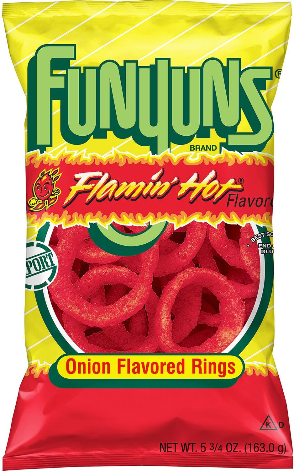 Funyuns Flamin’ Hot Onion Rings Spicy Crunchy Corn Snack, 163 grams