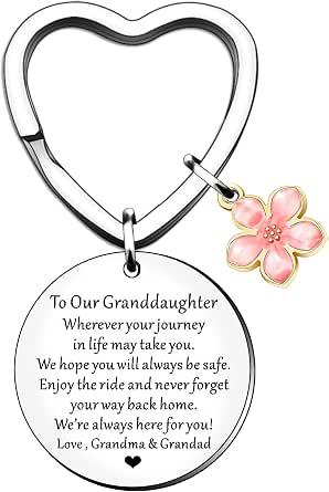 Drive Safe Keychain - Personalized Letter Key Ring Gift For Him/Her, Stainless Steel With Velvet Pouch