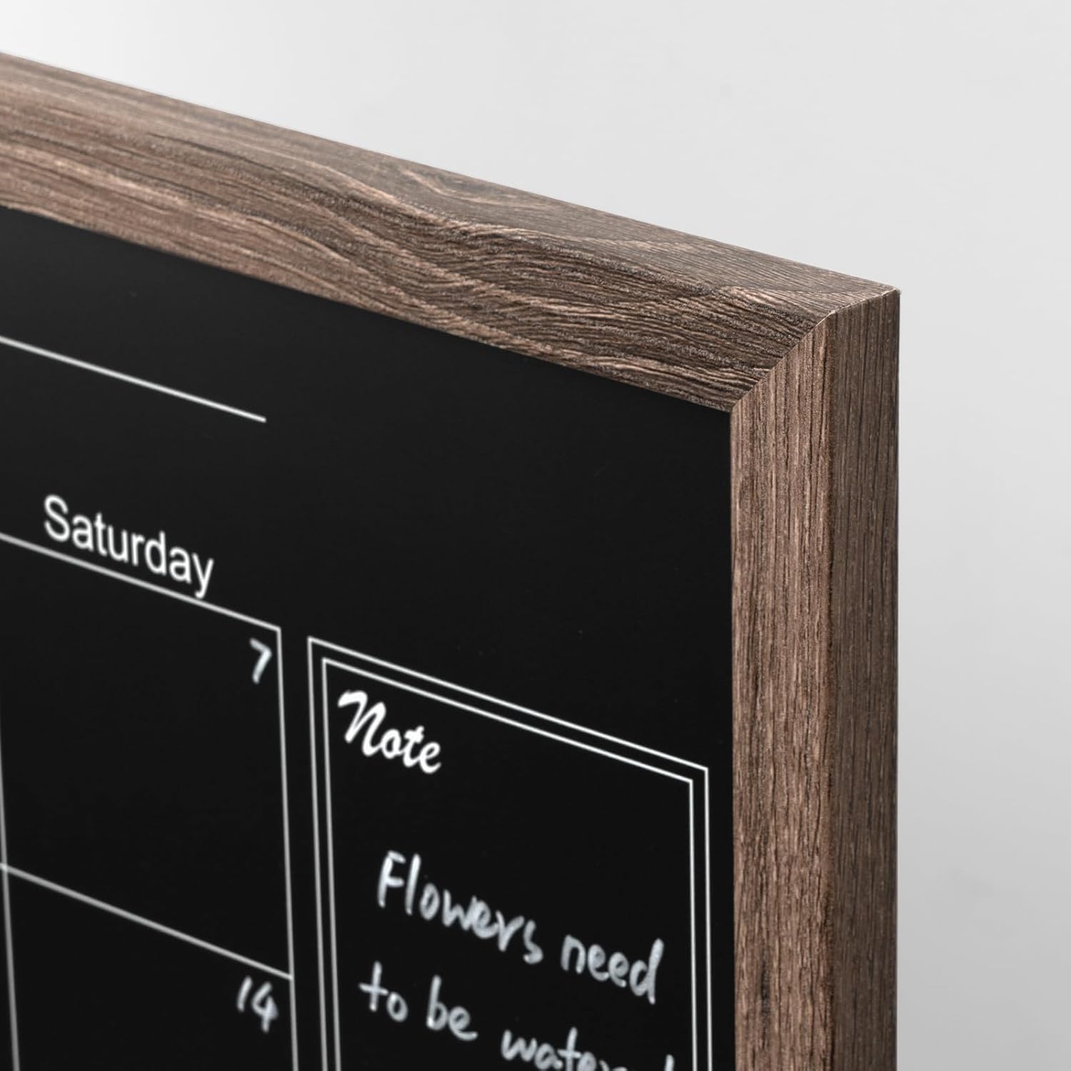 ARCOBIS Chalkboard Calendar with Cork Board, 24x18 Inch Wood Frame Bulletin Board for Wall, Magnetic Chalk Calendar Board with Chalk Markers, Push-Pins and Magnets,Grey