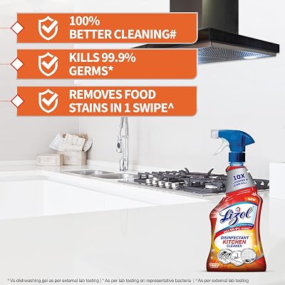 Lizol Kitchen Cleaner Spray - 450 ml | Suitable for all Kitchen Surfaces, Gas Stove, Countertop, Tiles, Chimney and Sink