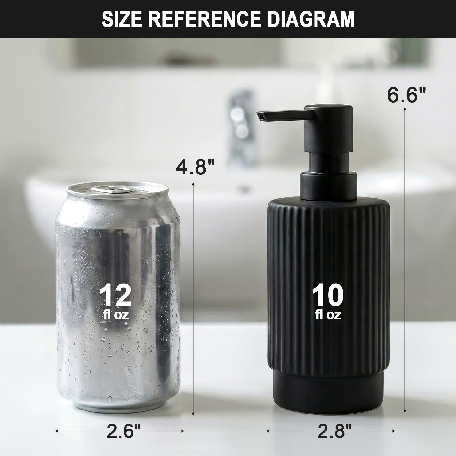 VIMERPA Dispensador de jabón acanalado negro, 1 paquete