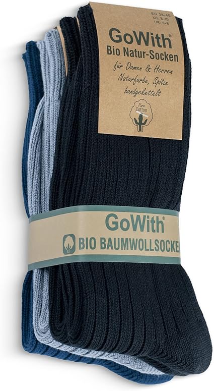 GoWith 4-5 Pairs Unisex Natural 97% Cotton Crew Socks, Pure Cotton Comfy Cozy Breathable Seamless Casual Socks for Men Women