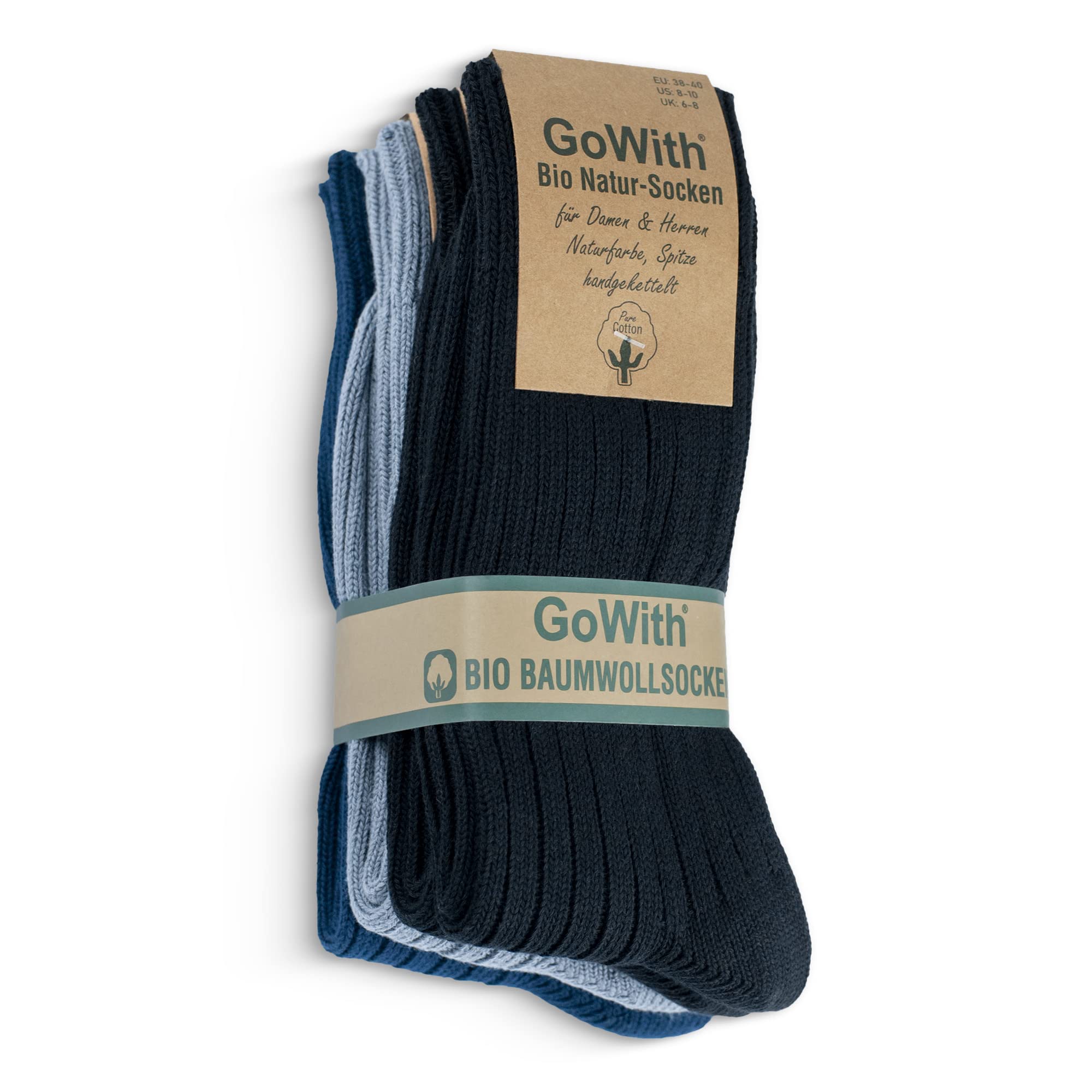 GoWith 4-5 Pairs Unisex Natural 97% Cotton Crew Socks, Comfy Cozy Breathable Seamless Casual Socks for Men & Women