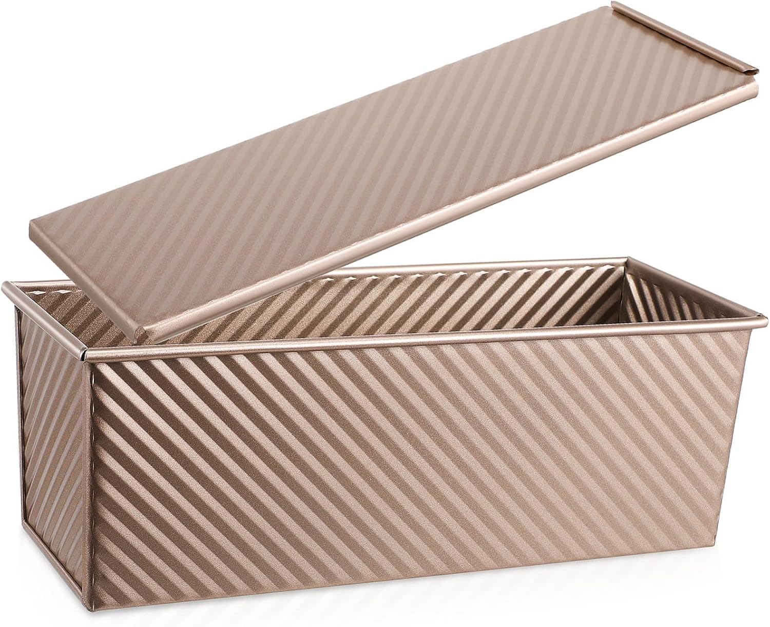 Non-stick Rectangular Loaf Pan with Lid Corrugated Bread Baking Mold for Even Heat Distribution Effortless Release for Homemade Bread and Cakes