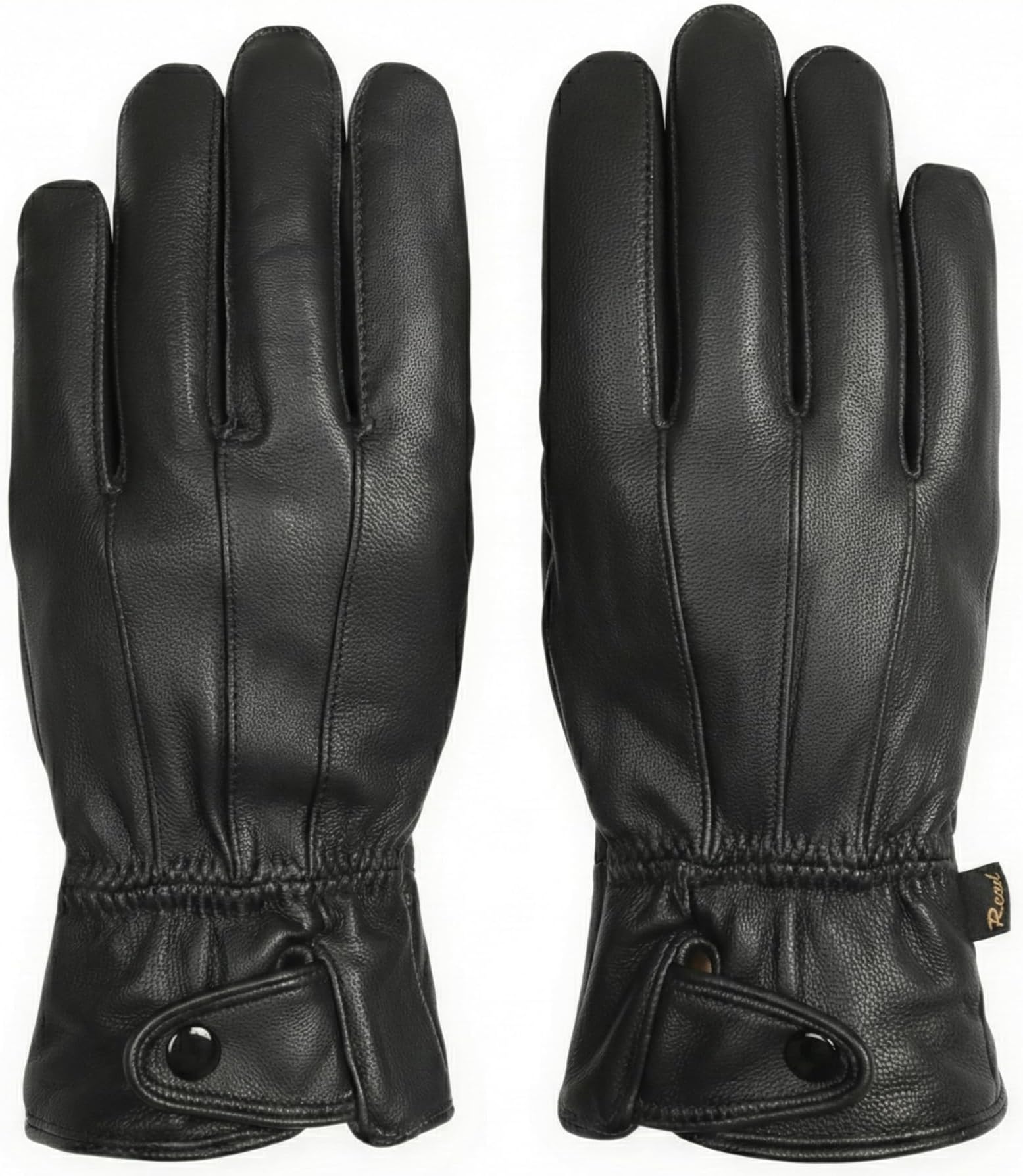 Men's Genuine Leather Warm Lined Driving Gloves - Touchscreen Texting Compatible