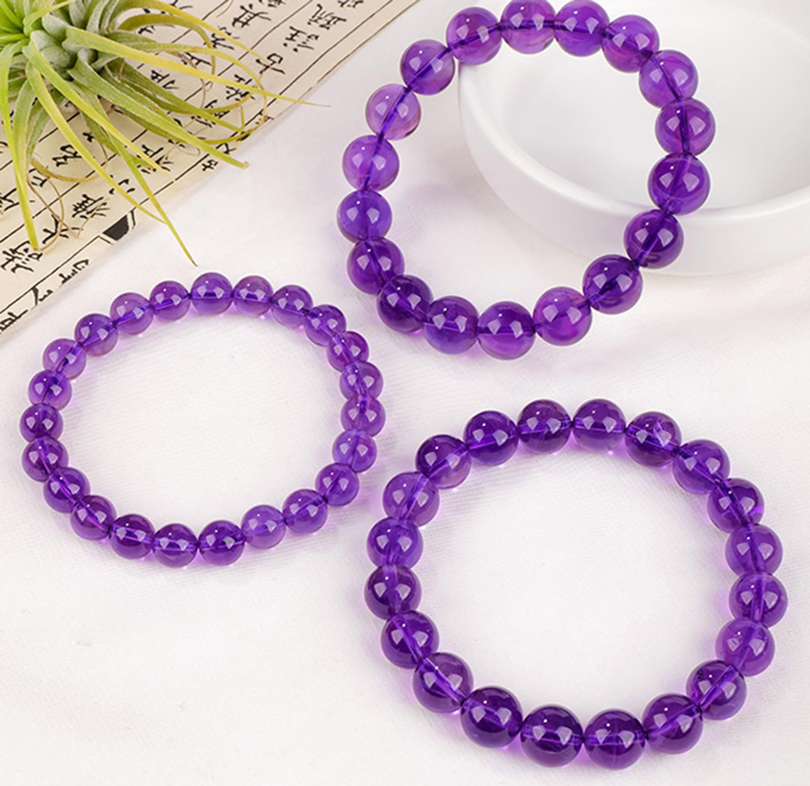 Tiefviolette Perlen-Kristall-Armbänder für Damen und Herren, natürlicher Amethyst-Stein, handgefertigtes Stretch-Armband, Reiki, spiritueller Schmuck, Geschenk,11mm
