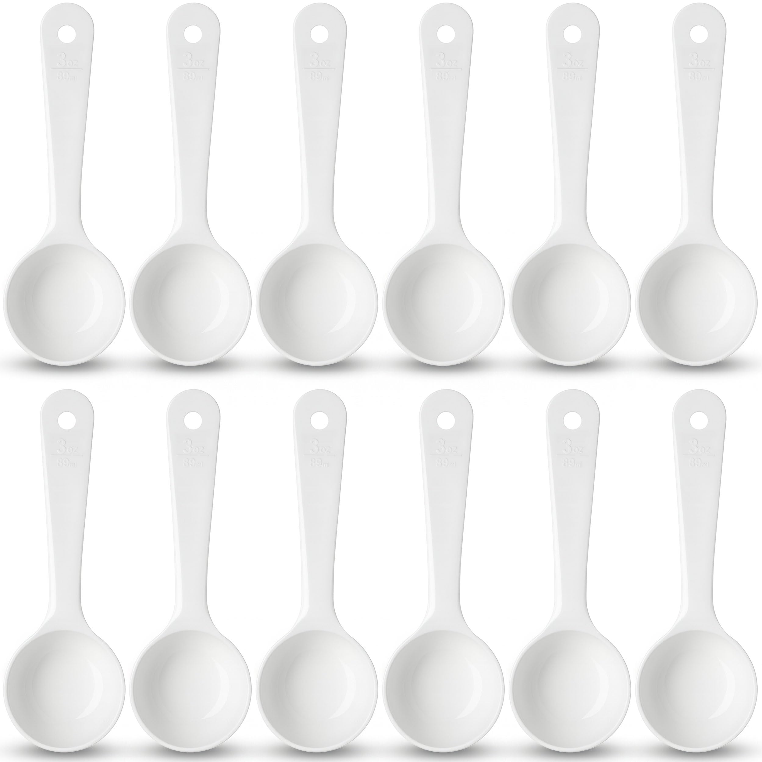 Carlisle FoodService Products Measure Miser Solid Measuring Spoon with Short Handle, 3 Ounces, White (Pack Of 12)