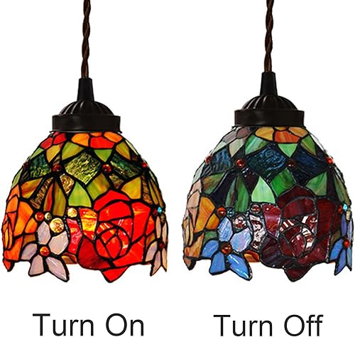 Miniatura 2 de Pantalla de lámpara rosa de repuesto solo para pantallas de vidrieras Tiffany, accesorios retro para lámpara pastoral, para lámpara de mesa, luz