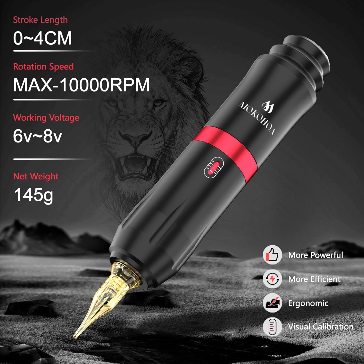 MOKOHOA Rotary Tattoo Pen with specifications
