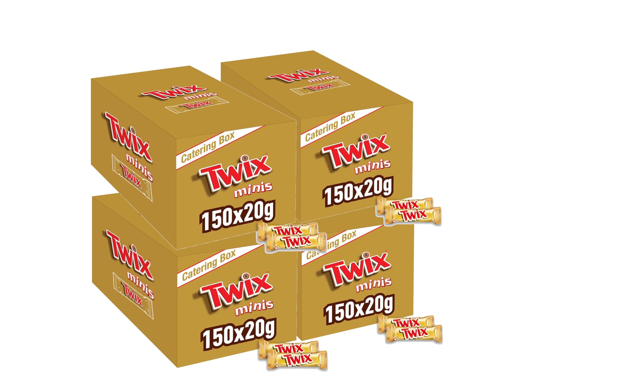 Twix Minis, Schokoriegel, Karamell & Keks, Milchschokolade, Großpackung Schokolade, 4 x 150 x 20g, 12kg