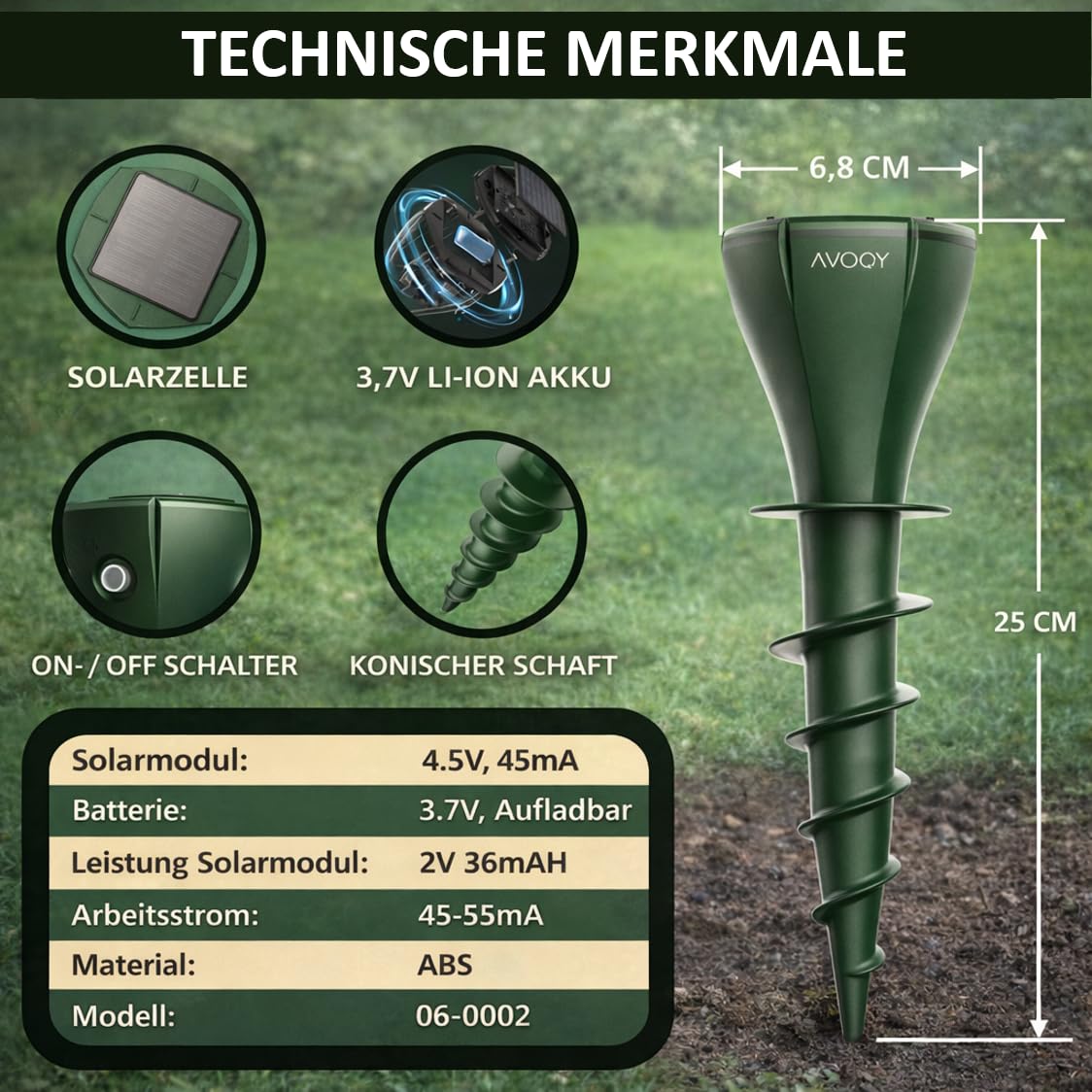 Maulwurf Vertreiber Solar [2er-Set] – Ultraschall & Vibrations Maulwurfschreck gegen Maulwürfe und Wühlmäuse, IP65 Wasserdicht, Wetterfest & Tierfreundlich für Garten und Rasen