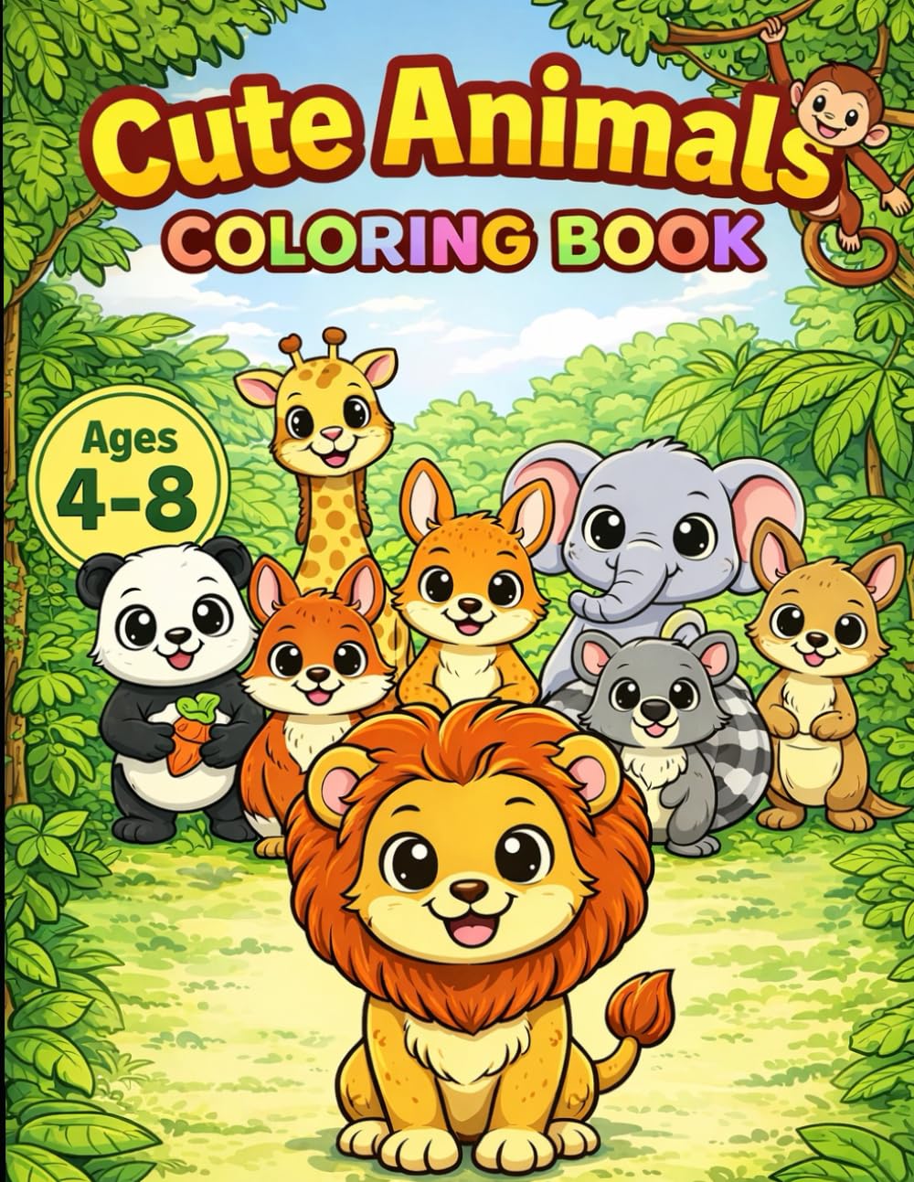 Cute Animals Coloring Book for Kids: Big & Easy Animal Coloring Pages for Children Ages 4–8 | Fun, Simple Designs to Boost Creativity