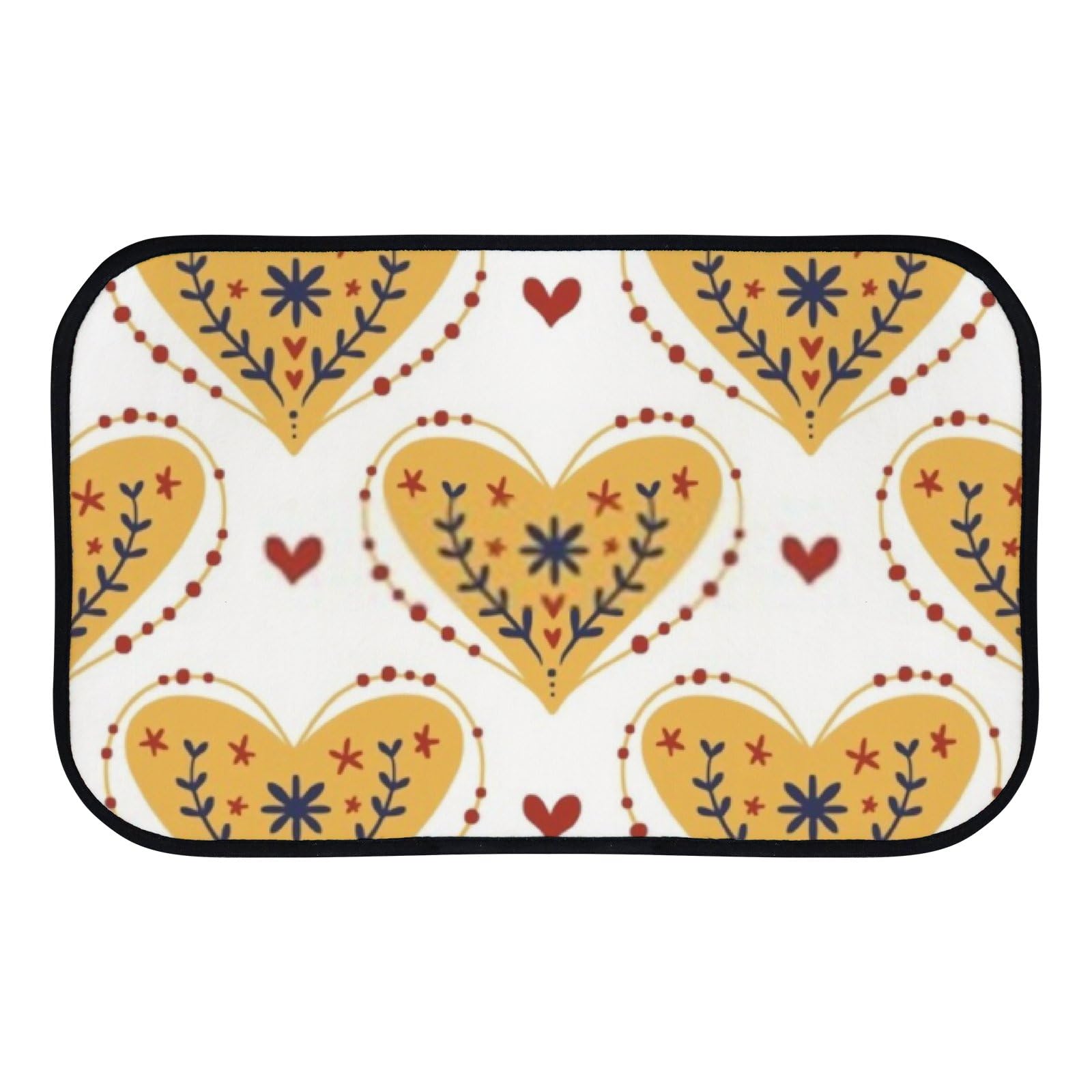 Nuansexi Bathroom Rugs Hearts Pattern Yellow Floor Mats Non Slip Bathmat Doormat Tub Mat Coral Velvet Absorbent Entrance Carpet Mats Machine Washable Bedroom Decor