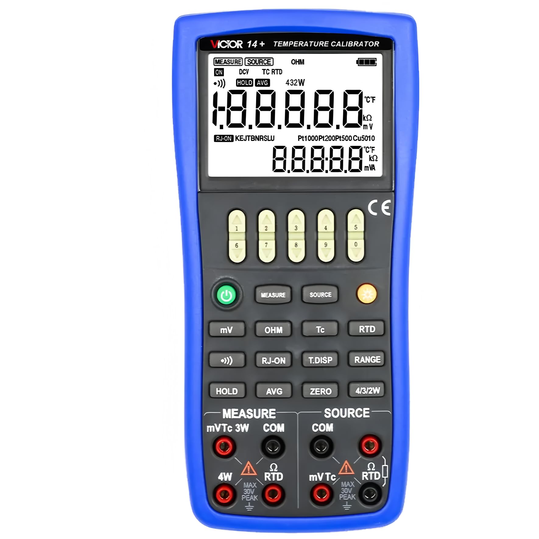 RUOSHUI Multi-function Calibration 14+ Temperature Calibrator with Measure and Source function 2-wire,3-wire,4-wire connection or ohm and RTD measurement(RUOSHUI 14+)