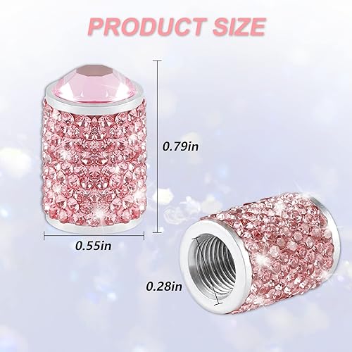 Miniatura 2 de Alpmosn Tapones para válvula de neumático de automóvil, 4 tapas de válvula de neumático brillantes, tapones de cristal brillantes para mujeres,
