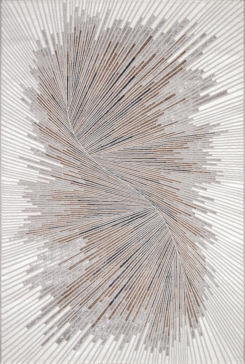 Mia's Teppiche Cielo Tapis Moderne Dense à Poils Courts, Salon, Chambre à Coucher, Brillant élégant, Fibre Brillante, Effet très Profond, Plume, Grey, 160 x 230 cm