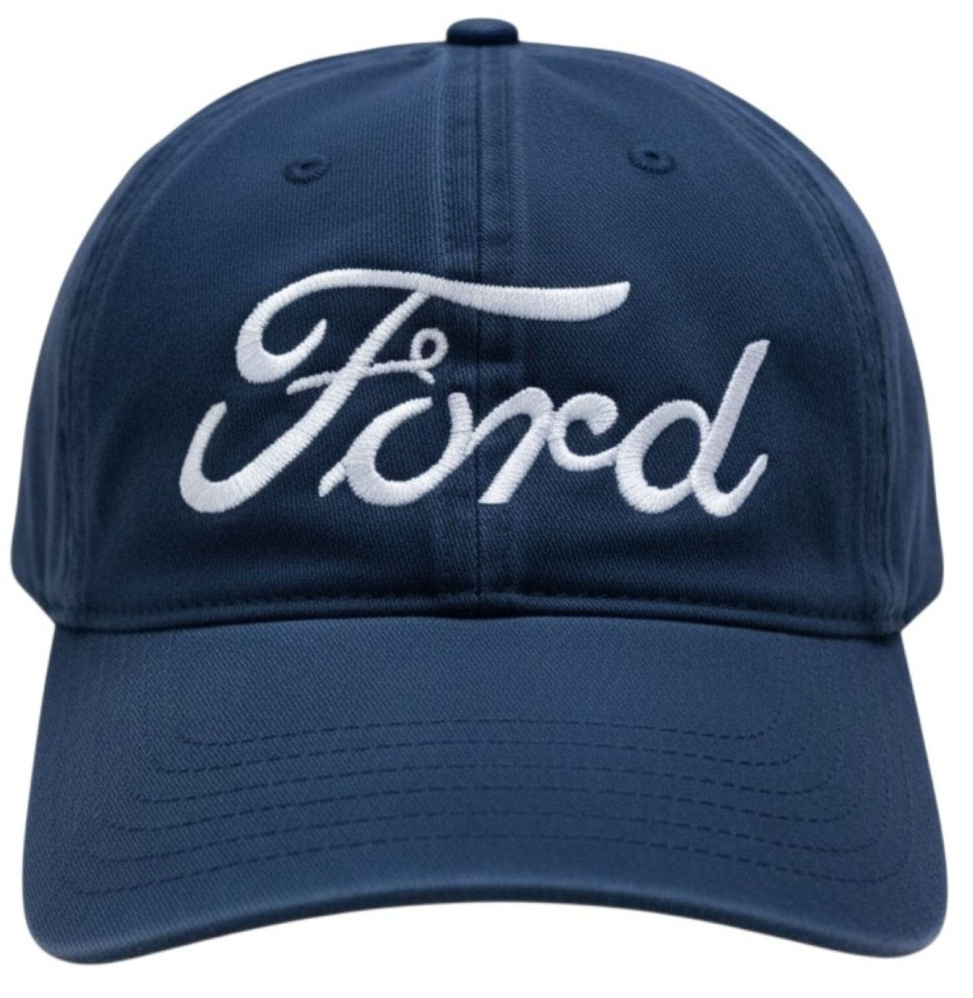 Ford Script Logo Dad Hat | Embroidered Heavy Twill | Navy or White | Adjustable Metal Buckle | Officially Licensed