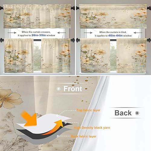 Miniatura 393 de Cenefas de cocina modernas con patrón de cobre marrón dorado para ventanas, cenefas opacas abstractas de marcas de arañazos y cortinas opacas