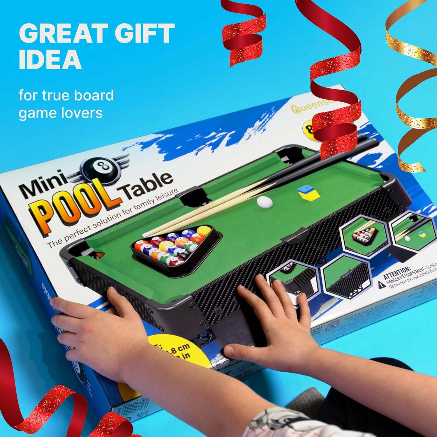 Jeu de Billard de Table Mini Table de Billard avec 2 Indices 11 Balles pour Activité de Fête pour Enfants