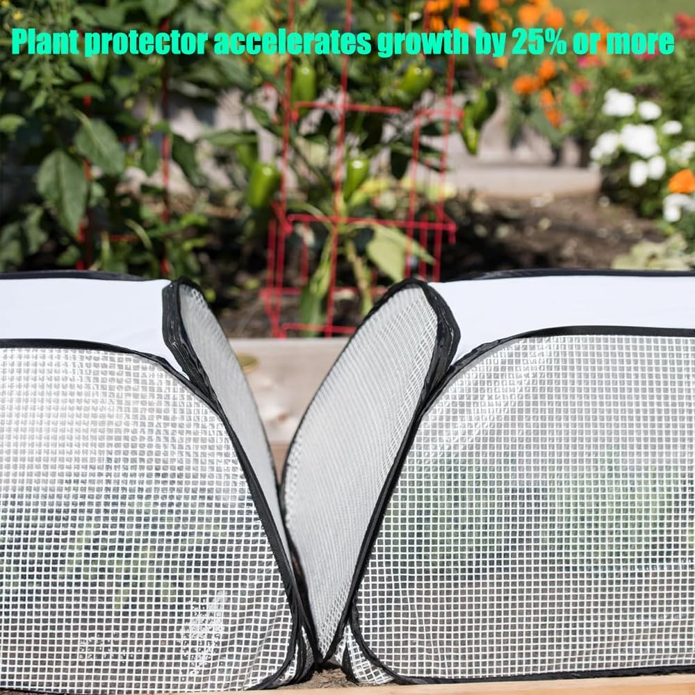 2 Pack Pop Up Garden Rows Accelerator Plants Cover- Protect Vegetables,Seedlings and from Birds Insects for Raised Garden Beds and Vegetable Rows - 45"x22"x16"