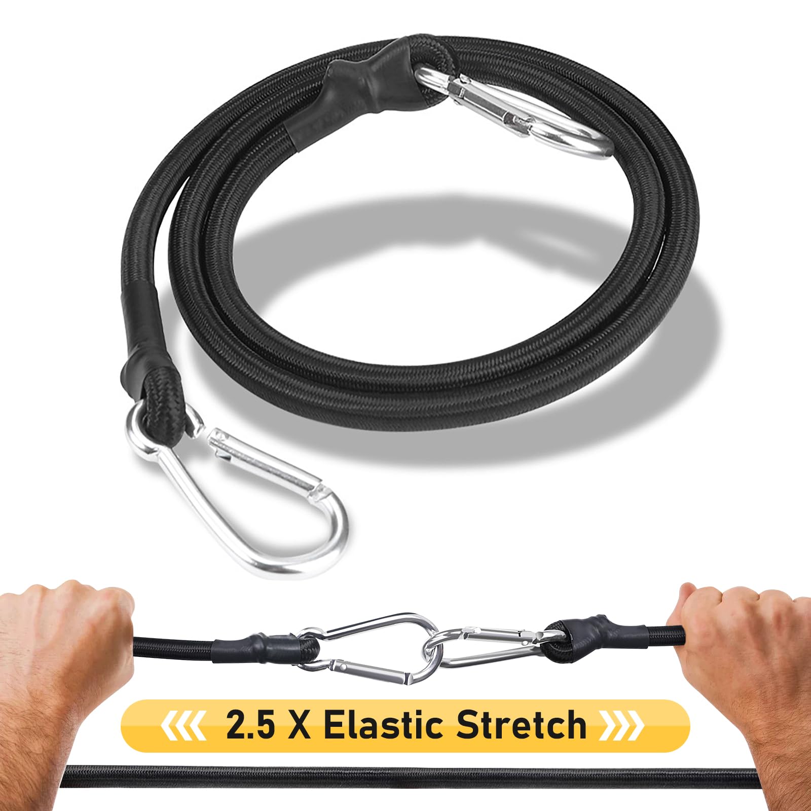 LangRay Bungee Cords with Carabiner Clip, Elastic Straps with Hooks, Black Tensioning Rope Expander for Roof Racks Luggage - Image 4