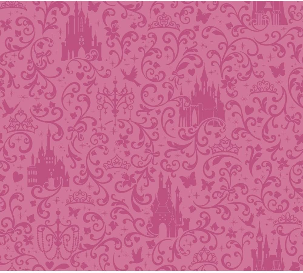 York Wallcoverings Walt Disney Kids II Small Scroll with Castles Wallpaper Memo Sample, 8-Inch x 10-Inch, Dark Pink/Light Pink
