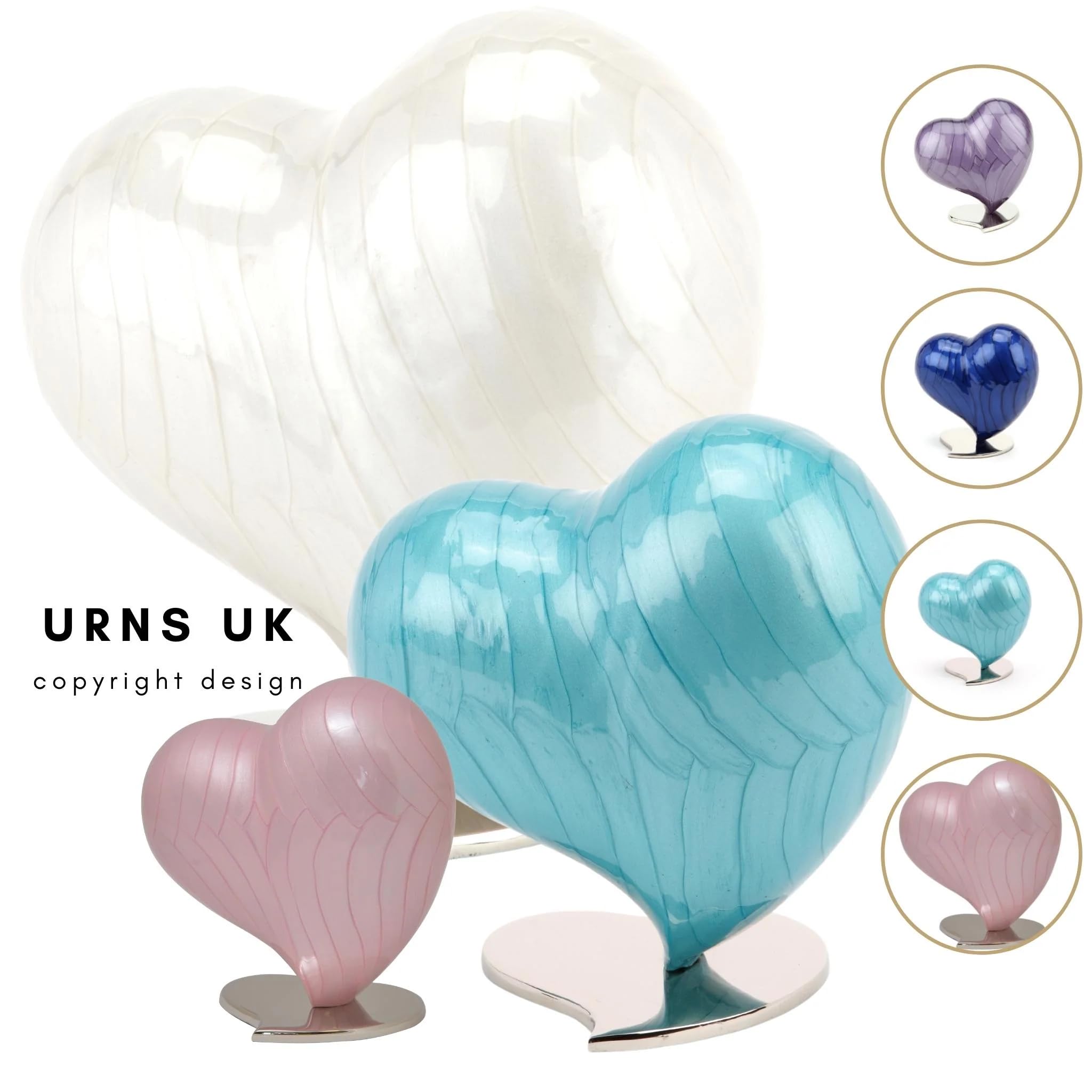 Urns UK Ręcznie wykonana pogrzeb kremacja prochy urna serce duża perła Watford UU420009A