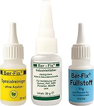 Ber-Fix Füllstoffset - 20g Industrieklebstoff mit 30g Füllstoff mit 3x Feindüsen für Nadelflasche