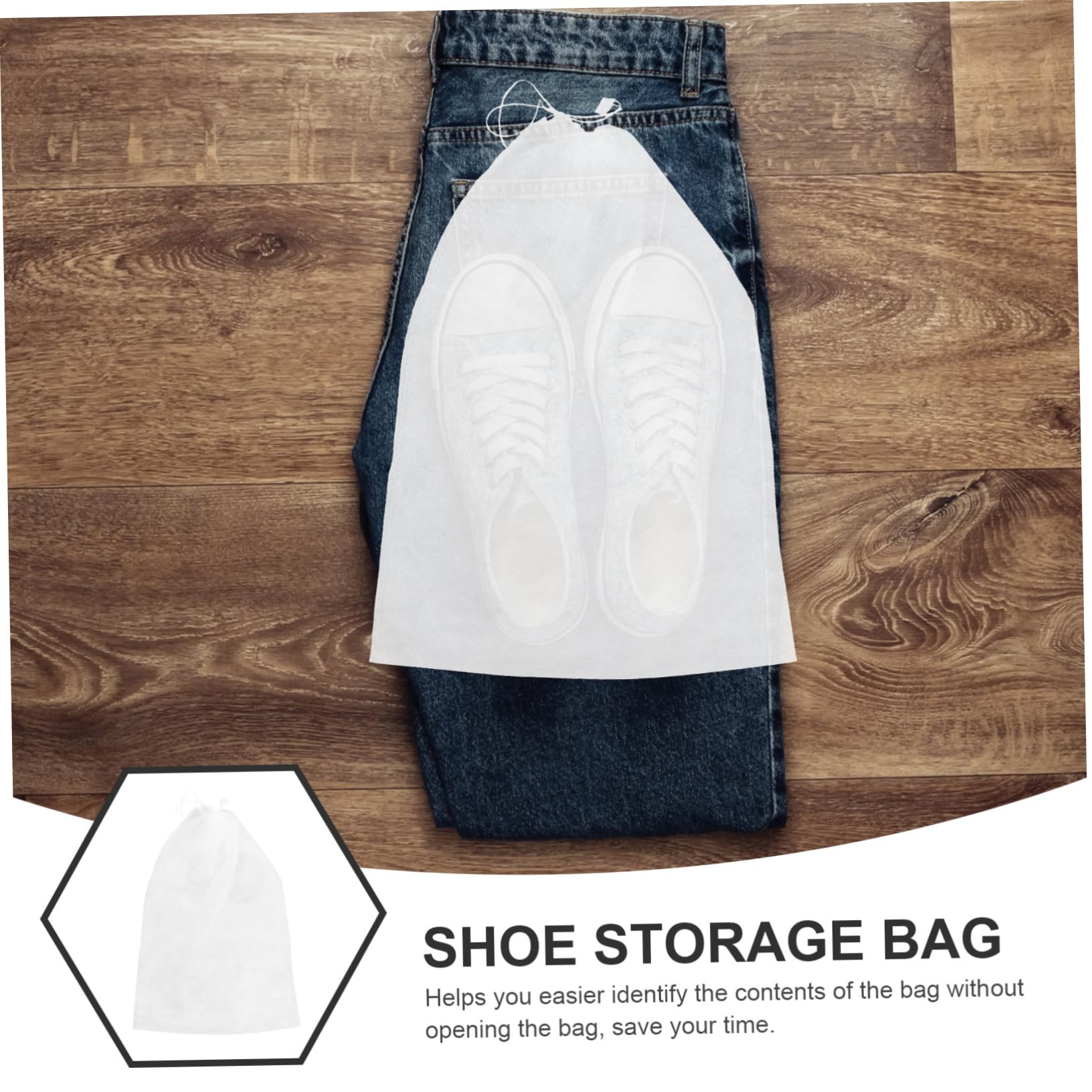 Sacche per Scarpe da Viaggio Coulisse Non Tessuto 50 Pezzi | Bianco, per Scarpe da Danza e Stivaletti Bassi, Uso Casa e Viaggio, Chiusura Cordino
