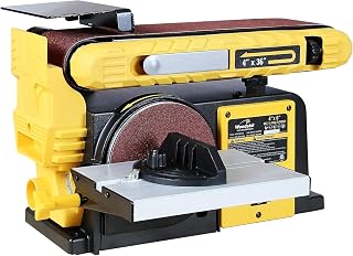 Woodskil 4x36 Belt & 6in Disc Sander Combo - 3/4HP Motor, 3590 RPM, Adjustable 0-90° Belt & Table, Easy Swap for Woodworking