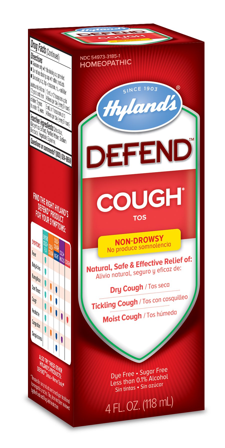 Cough Syrup by Hyland's Defend, Dry Cough Medicine, Mucus and Sore Throat Relief, NonDrowsy