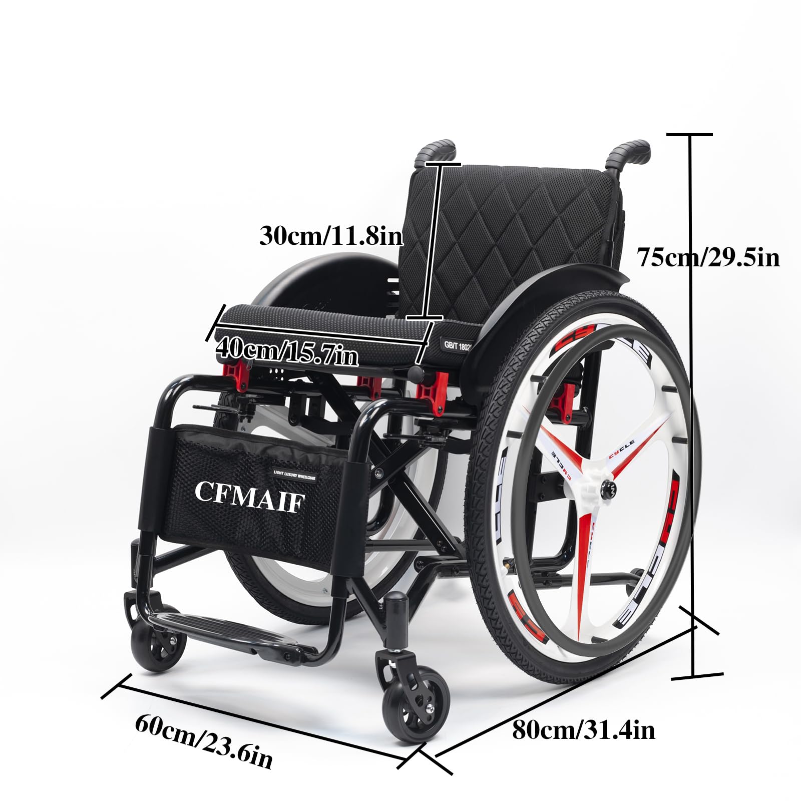 Silla de Ruedas Autopropulsable para Adultos, para Deportes, Ligera, autopropulsable, Aluminio, de tránsito, Estrecho(40cm/15.7in Seat,Daily)