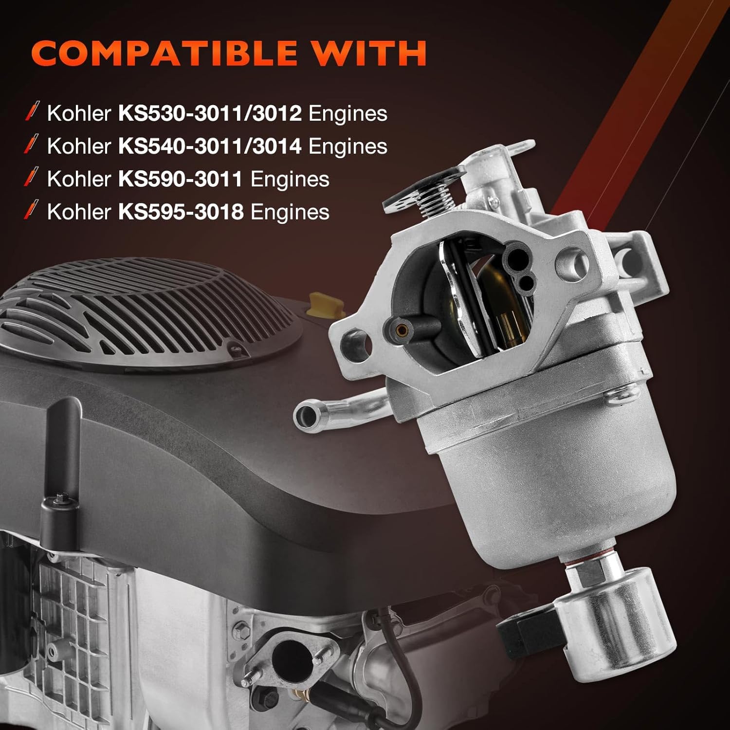 22-853-02-S Carburetor Compatible with Kohler Series Engines KS540-3011 KS530-3012 S540-3014 KS590-3011 KS595-3018,Replace Part Number KH-22-853-02-S Lawn Mower Engines Carb