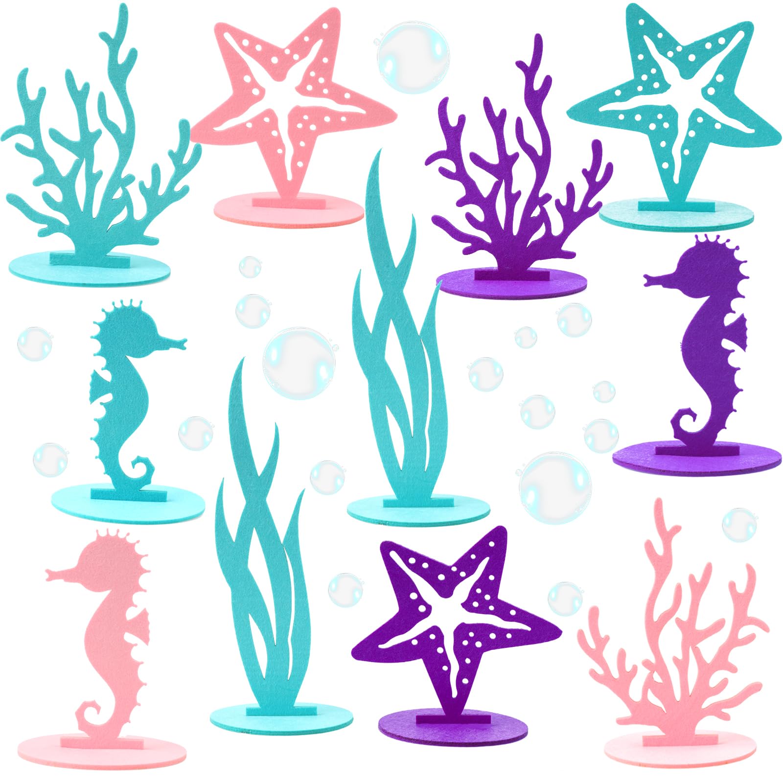 LLMSIX 11PCS Mermaid Table Decorations, Mermaid Centerpieces for Tables Under the Sea Party Decorations for Mermaid Theme Birthday Decorations Baby