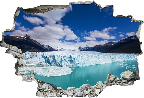 Miniatura 2 de Calcomanía de pared con diseño de paisaje 3D con diseño de montañas argentinas, isla de hielo, lago, extraíble, PVC, divertido arte de pared,