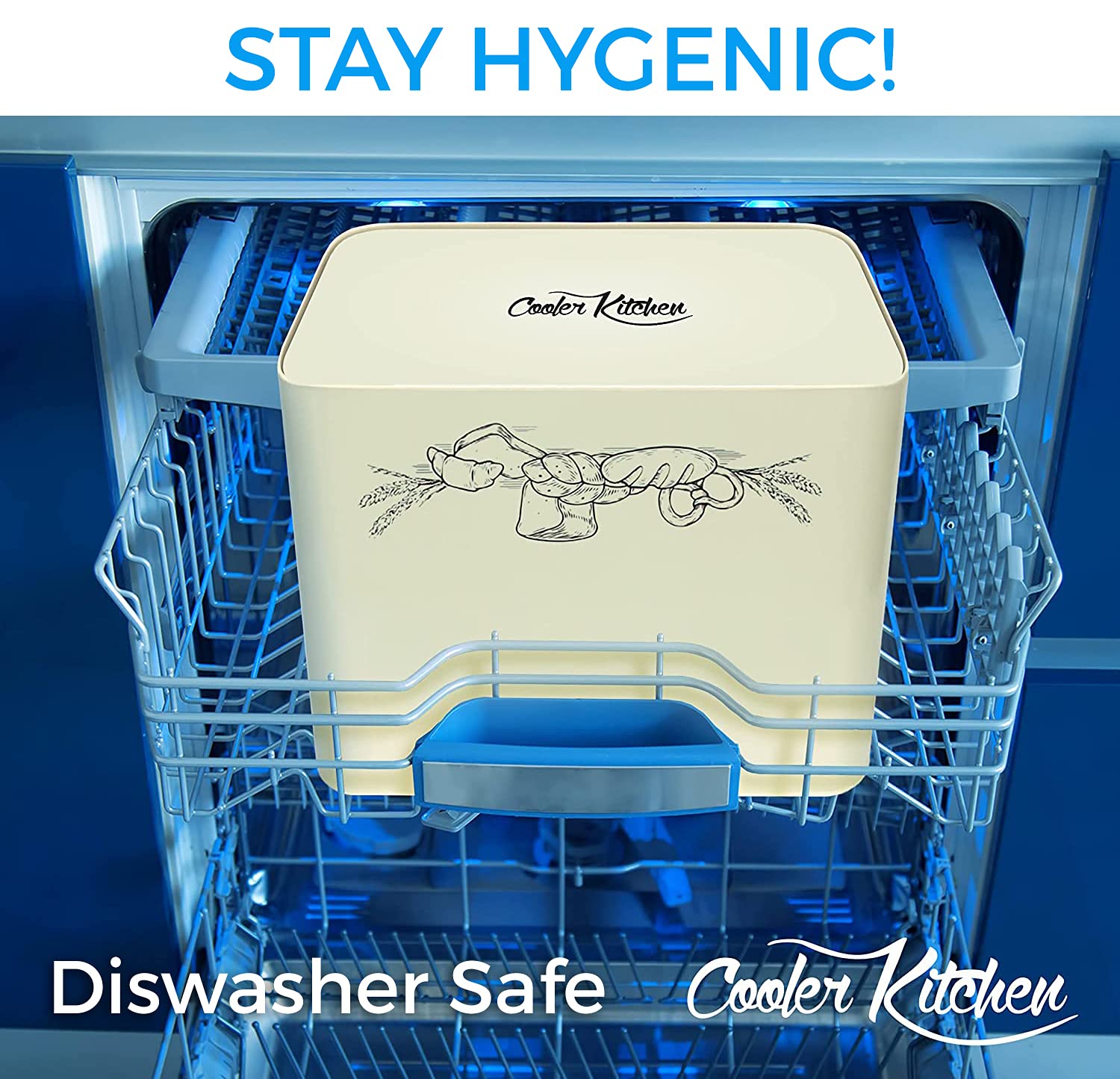 Extra Large Space Saving Vertical Cream Bread Bin with Eco Bamboo