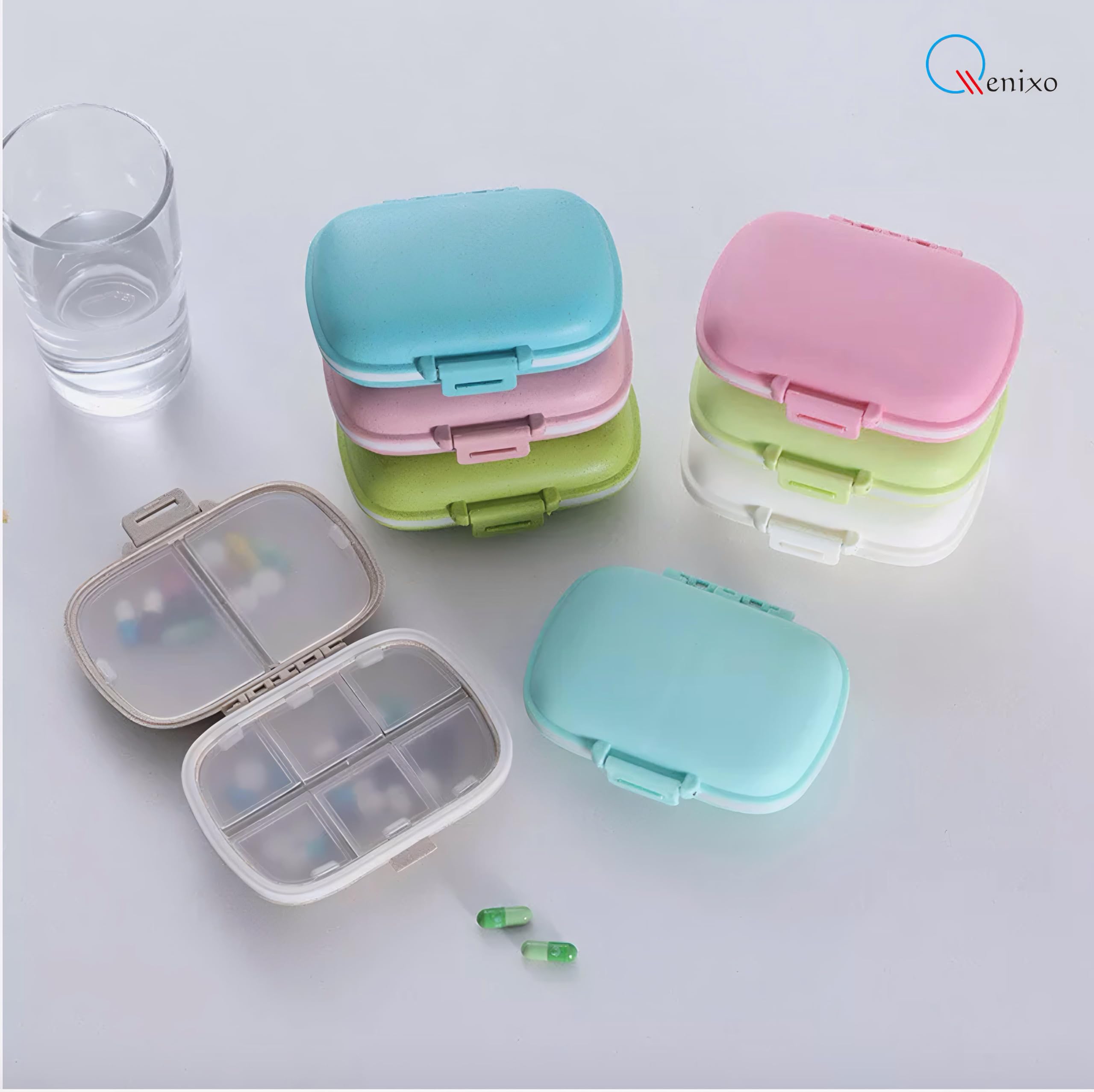 Qenixo® Weekly Pill Organizer 4 Times A Day, 7-Day, Monthly Medication Organizer 28 Days Dispenser Pill Boxes Large Compartments Moisture-Proof Case Medication Reminder Portable Travel Compartments,Travel Kits,Dust-Proof Box (Multicolor, 4 times) (color) 2