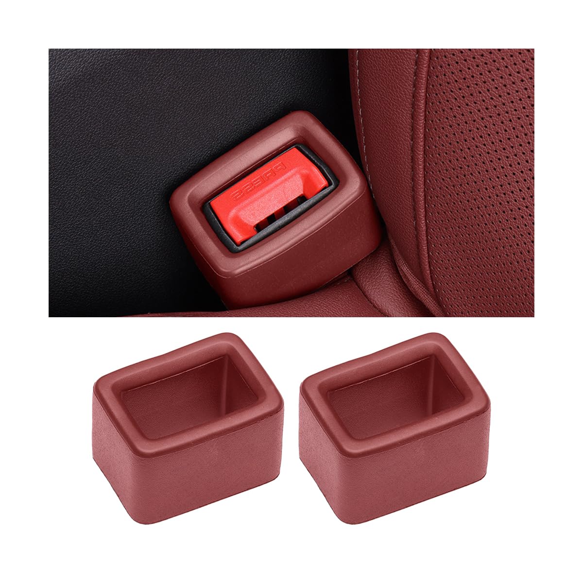 Osilly Car Seat Belt Buckle Holder, 2PCS Vehicle Seatbelt Buckle Booster for Easy Access, Seatbelt Buckling Cover to Make Receptacle Stand Upright for Kids, Universal Automotive Accessories (Red)