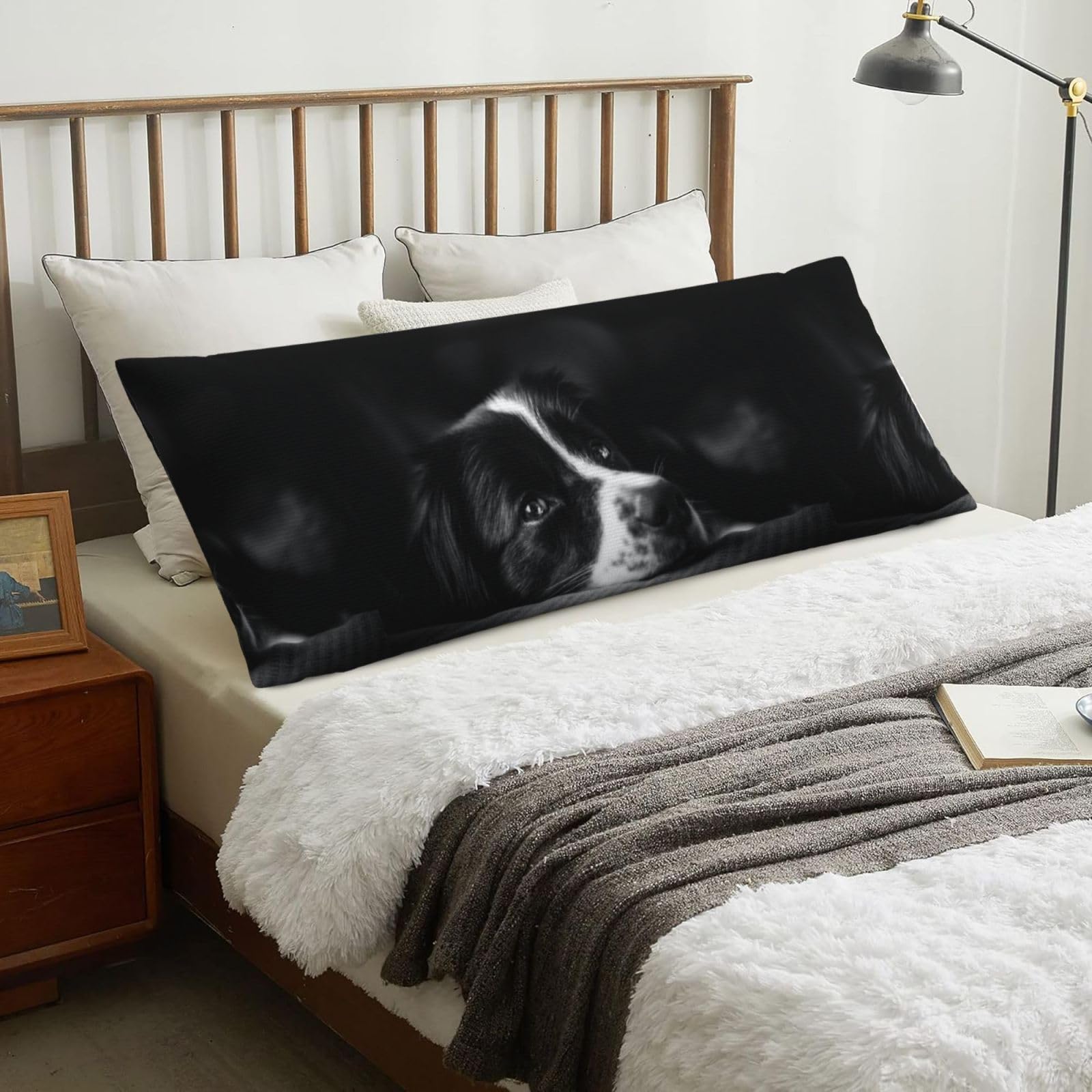 Border Collie Puppy Dog, Body Pillow Cover with Zipper,Long Body Pillowcase 20 x 60 in