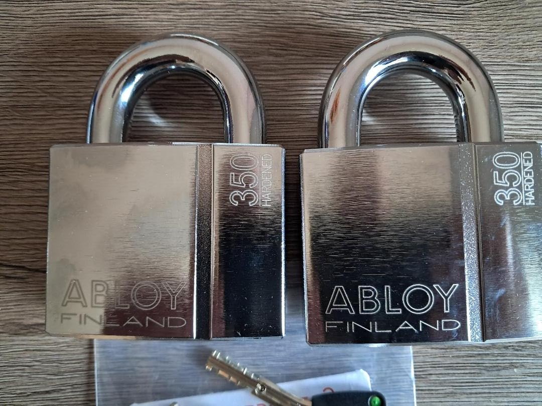 2 X ABLOY PL 350/25 T PROTEC2 Keyed Alike Hardened Steel Padlocks with 4 Keys