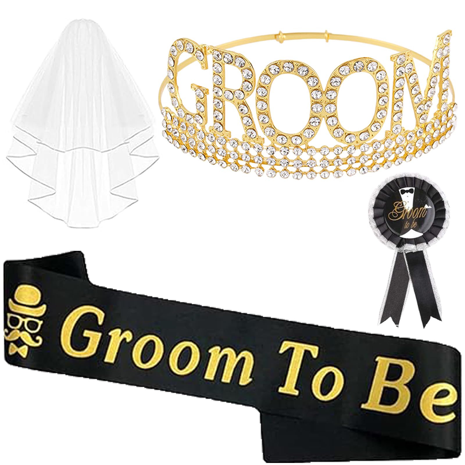 STIFFENERS 4 Pcs Stag Do Accessories Men, Groom To Be, Stag Do, Suitable for Wedding Photo Shoots, Bachelor Parties, Groomsmen Gatherings, Groom Party Decorations