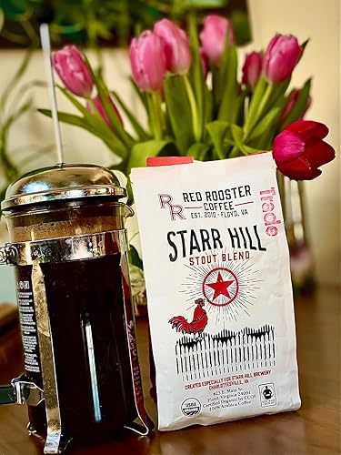 Miniatura 2 de Red Rooster Coffee, Café orgánico Starr Hill Stout  Grano entero tostado medio oscuro  Notas de chocolate oscuro, praliné y cítricos  12 onzas  USDA