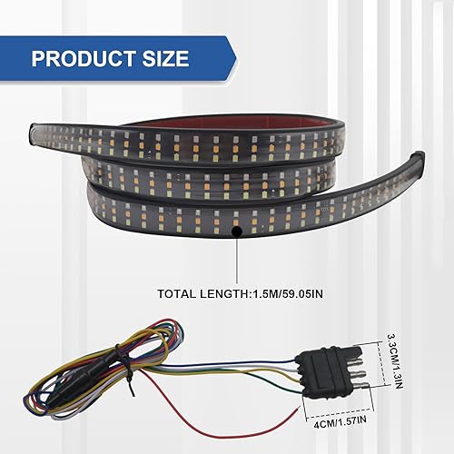 Miniatura 2 de Barra de luz LED de 60 pulgadas para portón trasero, impermeable, barra de luz de triple fila para camionetas, 5 funciones, frenofuncionamiento,