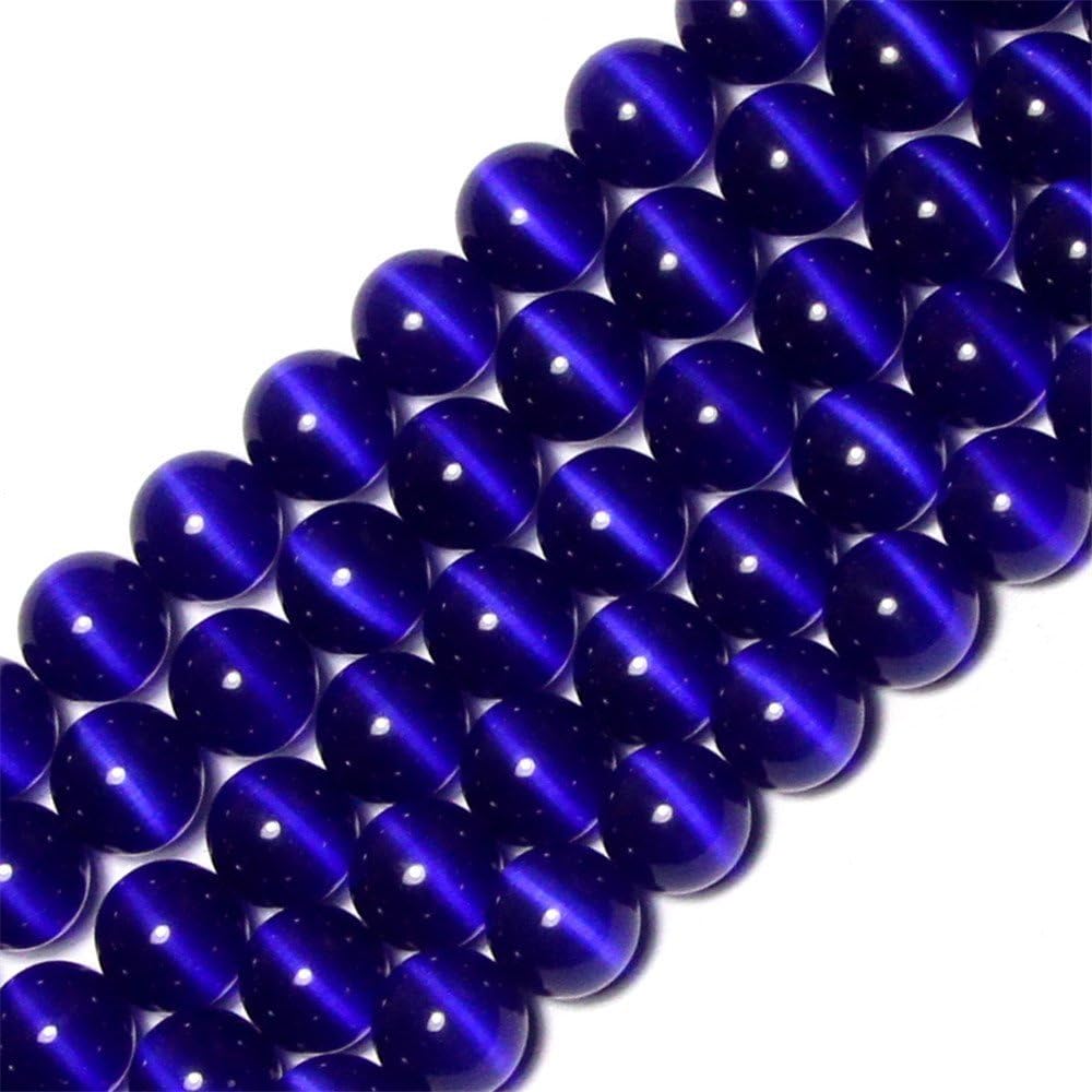 HAAMIIQII 60pcs 6mm Dark Blue Cat Eye Beads Round Loose Gemstone Beads for Jewelry Making Strand 15 Inch - Image 2