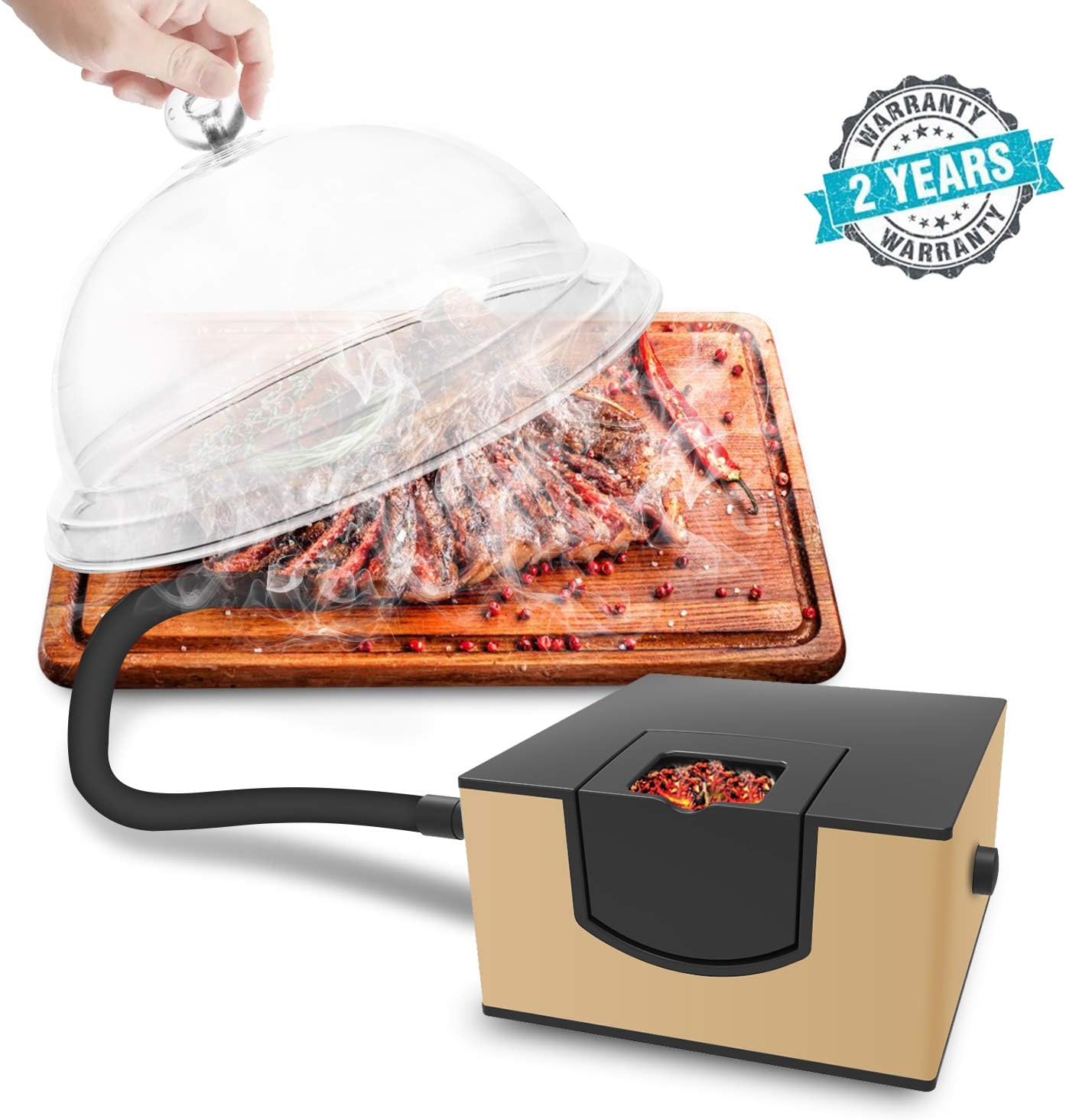 Kaven Smoking Gun Food Smoker Infusion Smoker for Home Cooking and Outdoor BBQ (Gold)