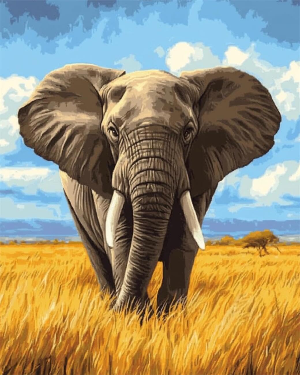 AxiangziK DIY Counted Cross Stitch Kits Elephant Portrait 11CT 50x70cm