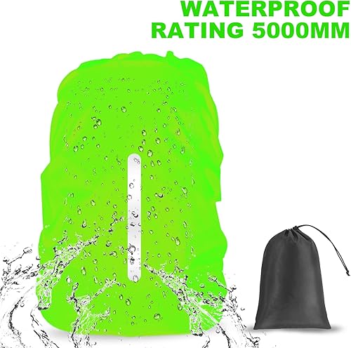 Miniatura 10 de LAMA 2 fundas impermeables de lluvia para mochila, protector reflectante a prueba de lluvia para antipolvo y antirrobo, L 41L-55L negro y azul